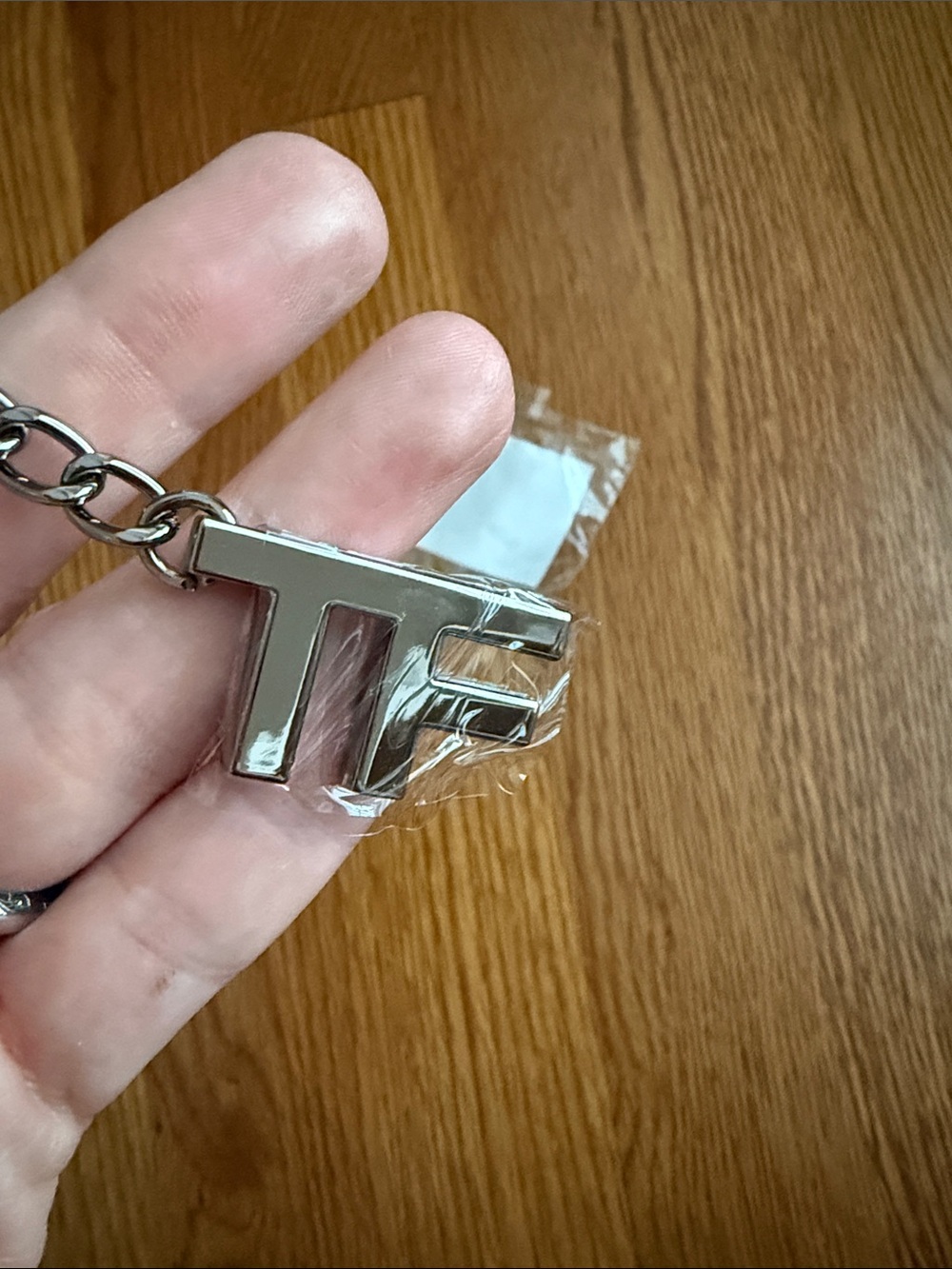 Tom Ford Silver TF Logo Keychain - Picture 3 of 4